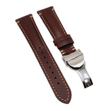 20mm, 22mm Deep Brown Calf Leather Watch Strap, Padded For Tudor Black Bay