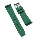 21mm Curved End Green FKM Rubber Watch Strap, Double Ladder Pattern For Rolex and Omega
