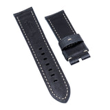 24mm Deep Gray Alligator Embossed Calf Leather Watch Strap For Panerai