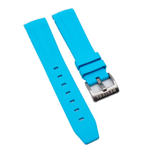 20mm Curved End Sky Blue Vulcanized FKM Rubber Watch Strap For Rolex, Omega and MoonSwatch