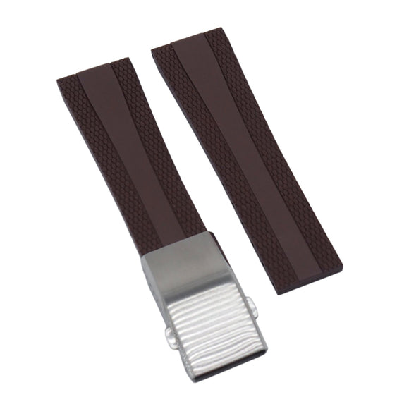 22mm, 24mm Brown FKM Rubber CTS Watch Strap For Breitling