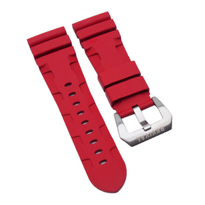 24mm, 26mm Red FKM Rubber Dive Watch Strap For Panerai