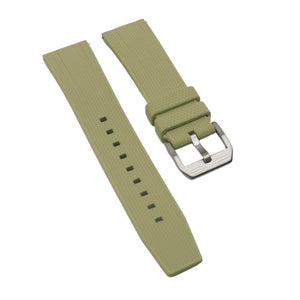 22mm Nylon Grain Khaki FKM Rubber Watch Strap, Quick Release Spring Bars