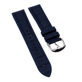 20mm, 21mm, 22mm Blue Alligator-Embossed Rubber Watch Strap, Quick Release Spring Bars