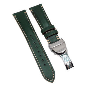 20mm, 22mm Dark Green Calf Leather Watch Strap, Padded For Tudor Black Bay