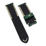 24mm Green Ostrich Leather Watch Strap For Panerai, M Pattern Stitching