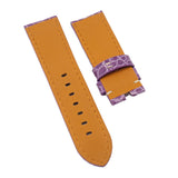 22mm, 24mm, 26mm Mauve Violet Alligator Leather Watch Strap For Panerai, Cream Stitching, Small Scale Pattern