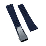 20mm, 22mm Ladder Step Pattern Navy Blue Rubber CTS Watch Strap, Quick Release Spring Bars