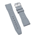 20mm, 21mm, 22mm Pilot Style Grey FKM Rubber Watch Strap For IWC, Semi Square Tail, Quick Release Spring Bars