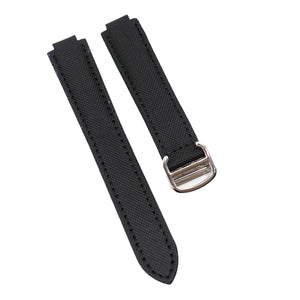 16mm, 18mm, 20mm Black Fiber Watch Strap For Cartier Ballon Blue