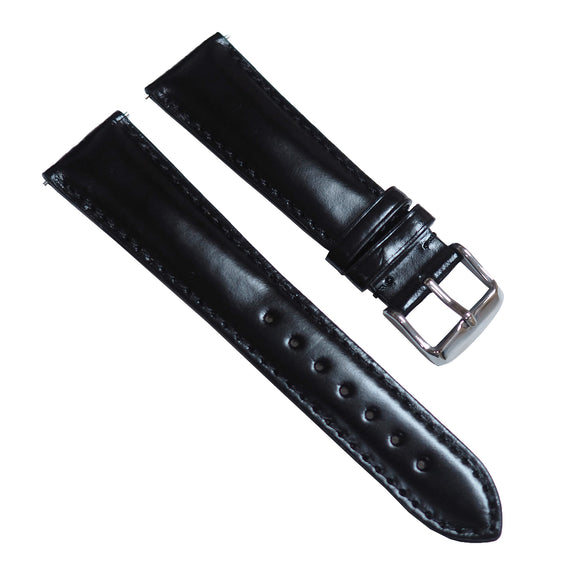 18mm, 20mm, 22mm Black Cordovan Leather Watch Strap