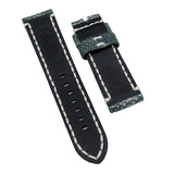 24mm Double Pearl Gray Stingray Leather Watch Strap, White Stitching For Panerai