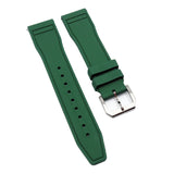 20mm, 21mm, 22mm Pilot Style Castleton Green FKM Rubber Watch Strap For IWC, Semi Square Tail, Quick Release Spring Bars
