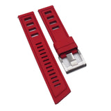 22mm Red FKM Rubber Dive Watch Strap, Quick Release Spring Bars
