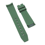 20mm Curved End Olive Green Vulcanized FKM Rubber Watch Strap For Rolex, Omega and MoonSwatch