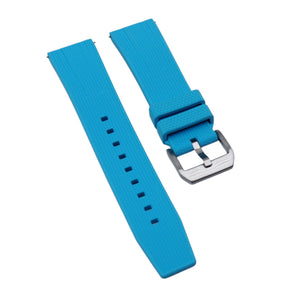 22mm Nylon Grain Sky Blue FKM Rubber Watch Strap, Quick Release Spring Bars