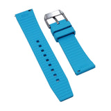 22mm Nylon Grain Sky Blue FKM Rubber Watch Strap, Quick Release Spring Bars