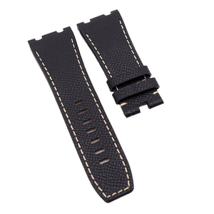 28mm Black Epsom Leather Watch Strap, Cream Stitching For Audemars Piguet Royal Oak Offshore 15710 Series
