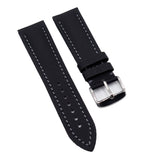 23mm Black Nylon Watch Strap, Gray Stitching For Blancpain Fifty Fathoms