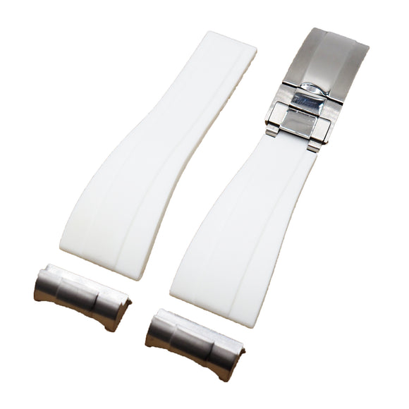 22mm Straight End White Rubber Watch Strap and End link For Tudor Black Bay 41mm