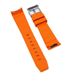 21mm Curved End Orange FKM Rubber Watch Strap, Double Ladder Pattern For Rolex and Omega