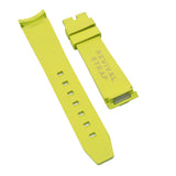 20mm Curved End Lemon Yellow Vulcanized FKM Rubber Watch Strap For Rolex, Omega and MoonSwatch