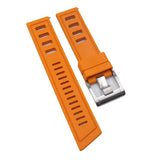 22mm Orange FKM Rubber Dive Watch Strap, Quick Release Spring Bars