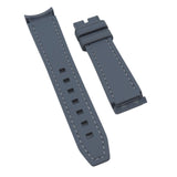 20mm Curved End Nylon Grain Gray Rubber Watch Strap w/ White Stitching For Rolex, Omega and MoonSwatch