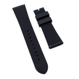 22mm Straight End Mini Pattern Black FKM Rubber Watch Strap For Tudor, Quick Release Spring Bars