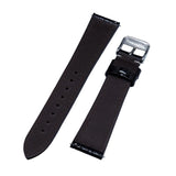 18mm, 19mm, 20mm Black Snake Leather Slim Watch Strap, White Stitching