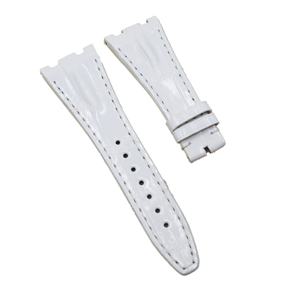 28mm White Alligator Leather Watch Strap For Audemars Piguet Royal Oak Offshore