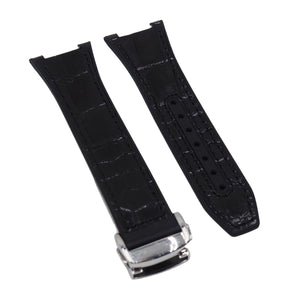 24mm Hybrid Black Calfskin FKM Rubber Watch Strap For Omega Constellation 41mm