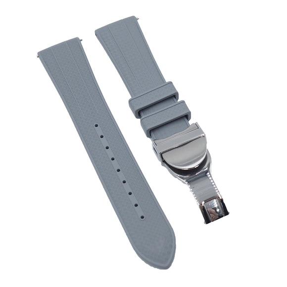22mm Straight End Mini Pattern Gray FKM Rubber Watch Strap For Tudor, Quick Release Spring Bars