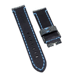 24mm Gray Stingray Leather Watch Strap, Blue Stitching For Panerai