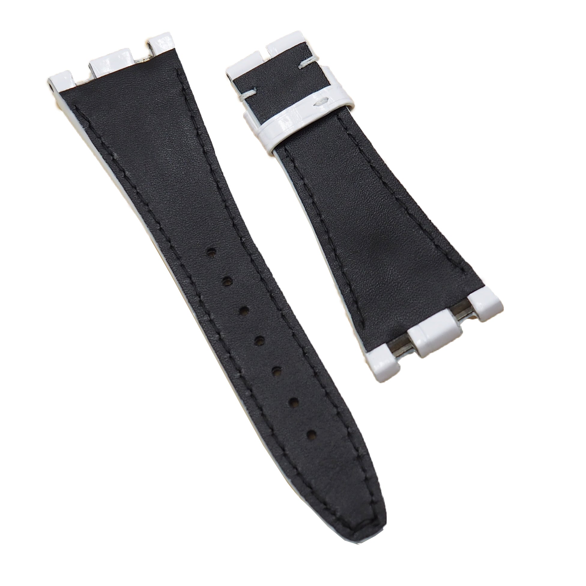 28mm White Alligator Leather Watch Strap For Audemars Piguet Royal