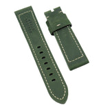 22mm Hunter Green Matte Calf Leather Watch Strap For Panerai, Non-Padded