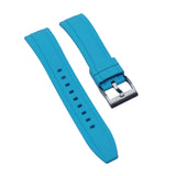 18mm, 20mm, 22mm, 24mm Ladder Step Pattern Sky Blue FKM Rubber Watch Strap, Quick Release Spring Bars