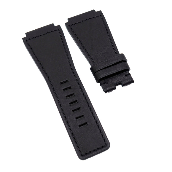 24mm Black Calf Leather Watch Strap For Bell & Ross
