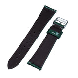 18mm, 19mm, 20mm Ochre Green Snake Leather Slim Watch Strap, White Stitching