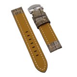 20mm, 22mm, 24mm Grayish Brown Alligator Embossed Calf Leather Watch Strap
