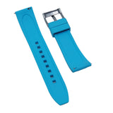 18mm, 20mm, 22mm, 24mm Ladder Step Pattern Sky Blue FKM Rubber Watch Strap, Quick Release Spring Bars