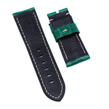 22mm, 24mm Green Alligator Embossed Calf Leather Watch Strap For Panerai, Small Wrist Length