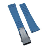 20mm, 22mm Ladder Step Pattern Steel Blue Rubber CTS Watch Strap, Quick Release Spring Bars