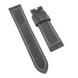 22mm Iron Grey Matte Calf Leather Watch Strap For Panerai, Non-Padded
