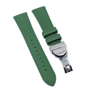 22mm Straight End Mini Pattern Oliver Green FKM Rubber Watch Strap For Tudor, Quick Release Spring Bars