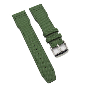 20mm, 21mm Pilot Style Emerald Green Nylon Watch Strap For IWC, Semi Square Tail
