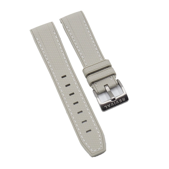 20mm Curved End Nylon Grain Thunder Gray Rubber Watch Strap w/ Stitching For Rolex, Omega and MoonSwatch