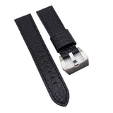 22mm Black Shark Embossed Calf Leather Watch Strap For Panerai, Non-Padded