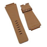 24mm Tawny Brown Calf Leather Watch Strap, Cream Stitching For Bell & Ross