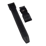 22mm Pilot Style Dark Brown Alligator Embossed Calf Leather Watch Strap For IWC, Rivet Lug, Semi Square Tail